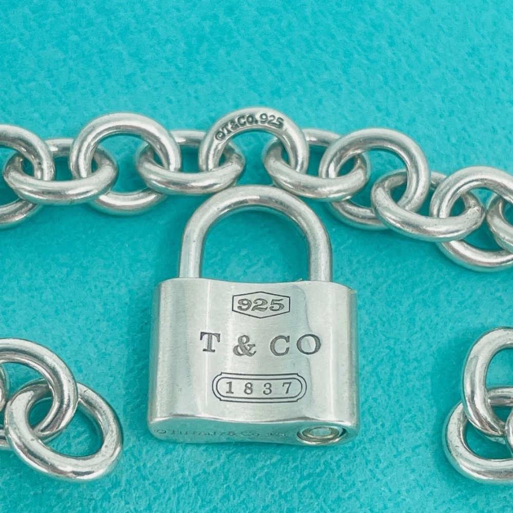 Tiffany & Co. 1837 Padlock Rolo Chain Chocker Necklace Sterling Silver 925 - Picture 4 of 16